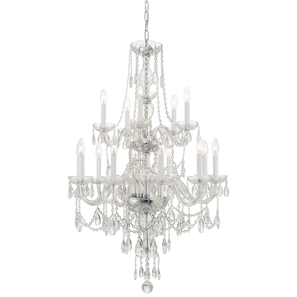 Traditional Crystal 15 Light Polished Chrome Chandelier