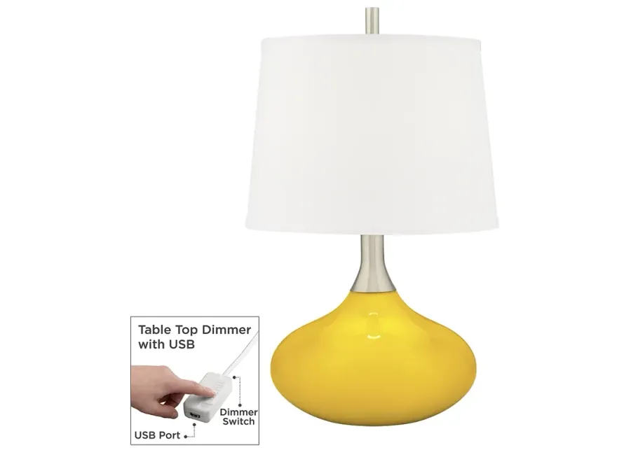 Color Plus Felix 24" Citrus Yellow Modern Table Lamp with Cord Dimmer