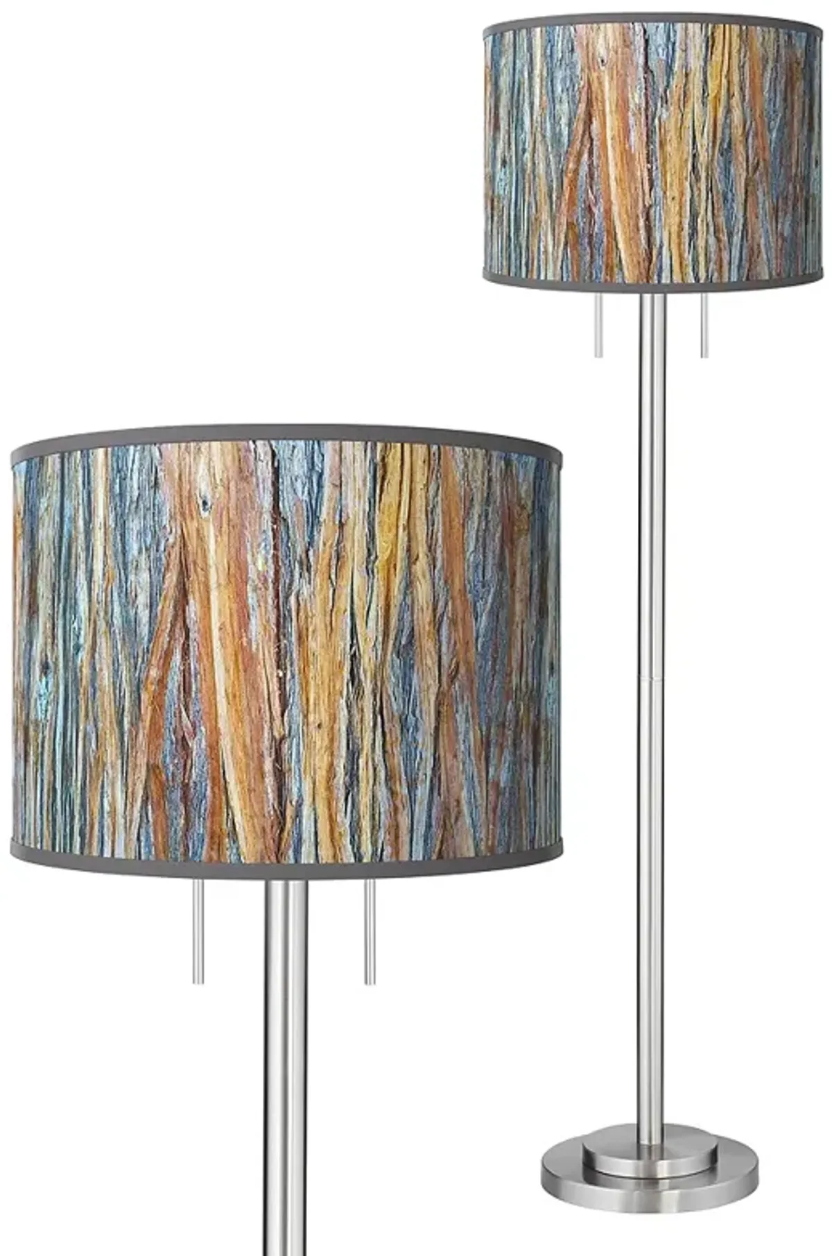 Giclee Glow 63" 2-Light Striking Bark Shade Nickel Modern Floor Lamp