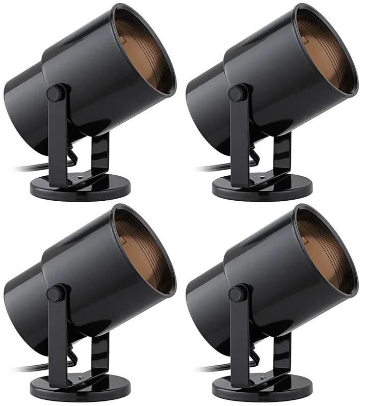 Studio 8"H Black Adjustable Plug-in Accent Uplights Set of 4