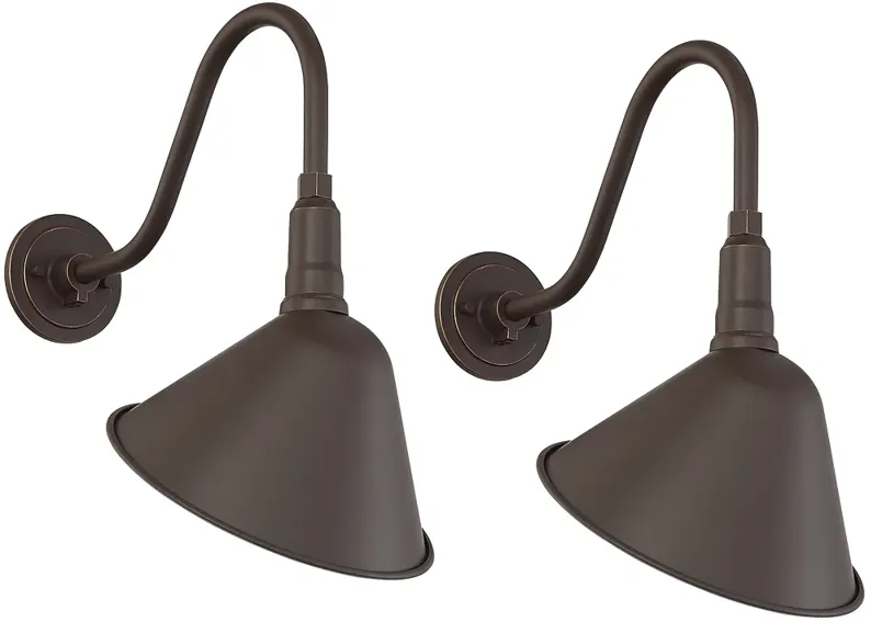 Neihart 18 1/4" High Rustic Bronze RLM Outdoor Wall Light Set of 2