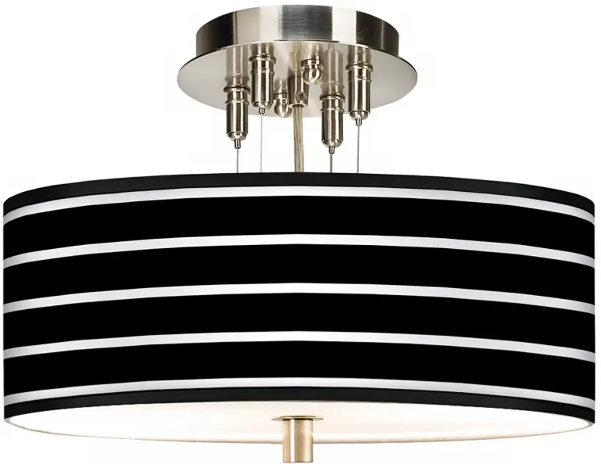 Bold Black Stripe Giclee 14" Wide Ceiling Light