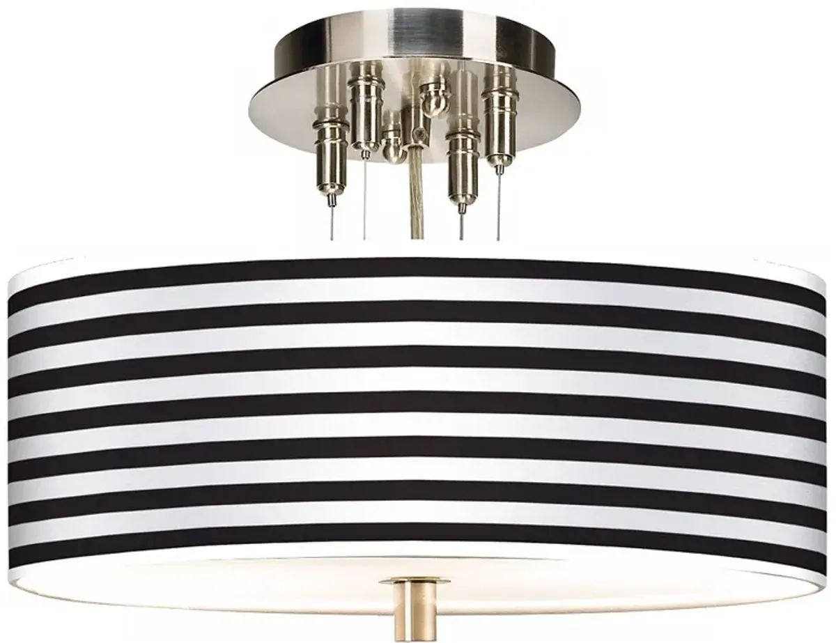 Black Horizontal Stripe Giclee 14" Wide Ceiling Light