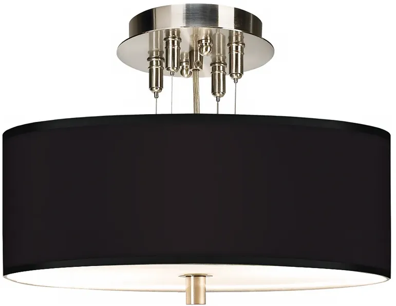 Giclee Gallery 14" Wide All Black Modern Drum Ceiling Light