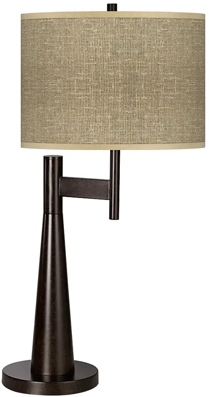 Giclee Glow Novo 30 3/4" Burlap Print Shade Bronze Table Lamp