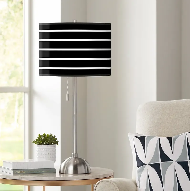 Giclee Glow 28" High Bold Black Stripe Brushed Nickel Table Lamp