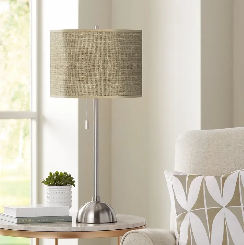 Giclee Glow 28" High Burlap Print Brushed Nickel Table Lamp