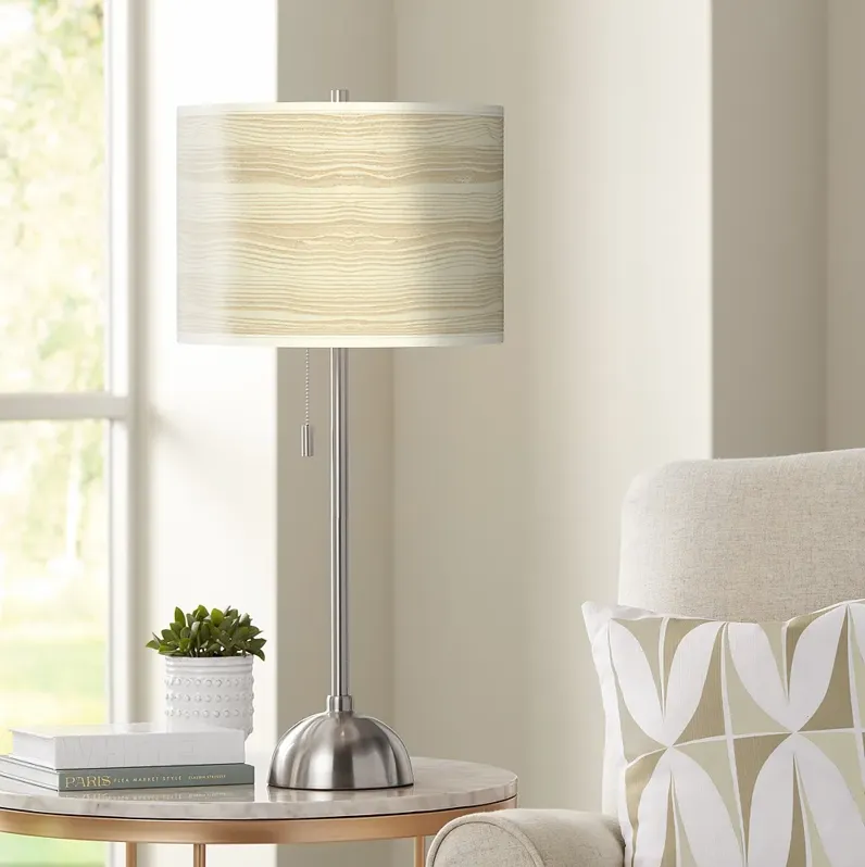 Giclee Glow 28" High Birch Blonde Shade Brushed Nickel Table Lamp