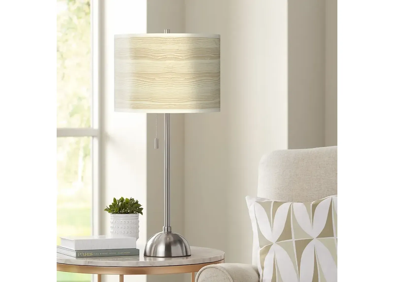 Giclee Glow 28" High Birch Blonde Shade Brushed Nickel Table Lamp