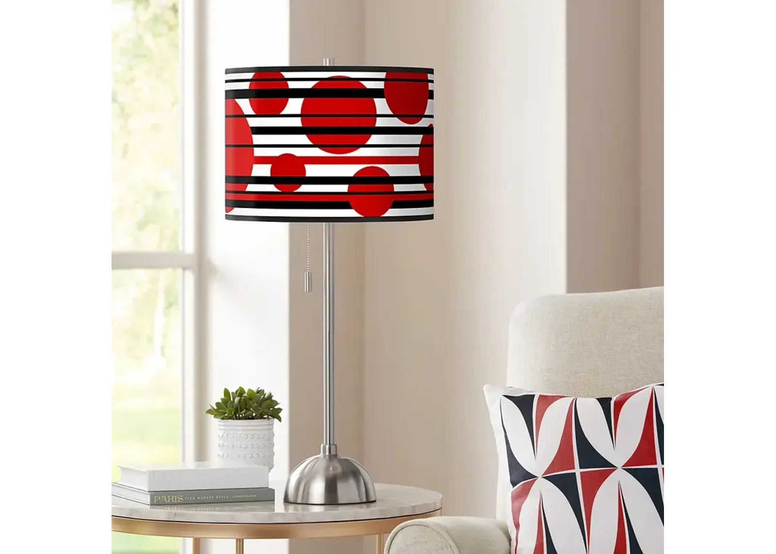 Giclee Glow 28" High Red Balls Brushed Nickel Table Lamp