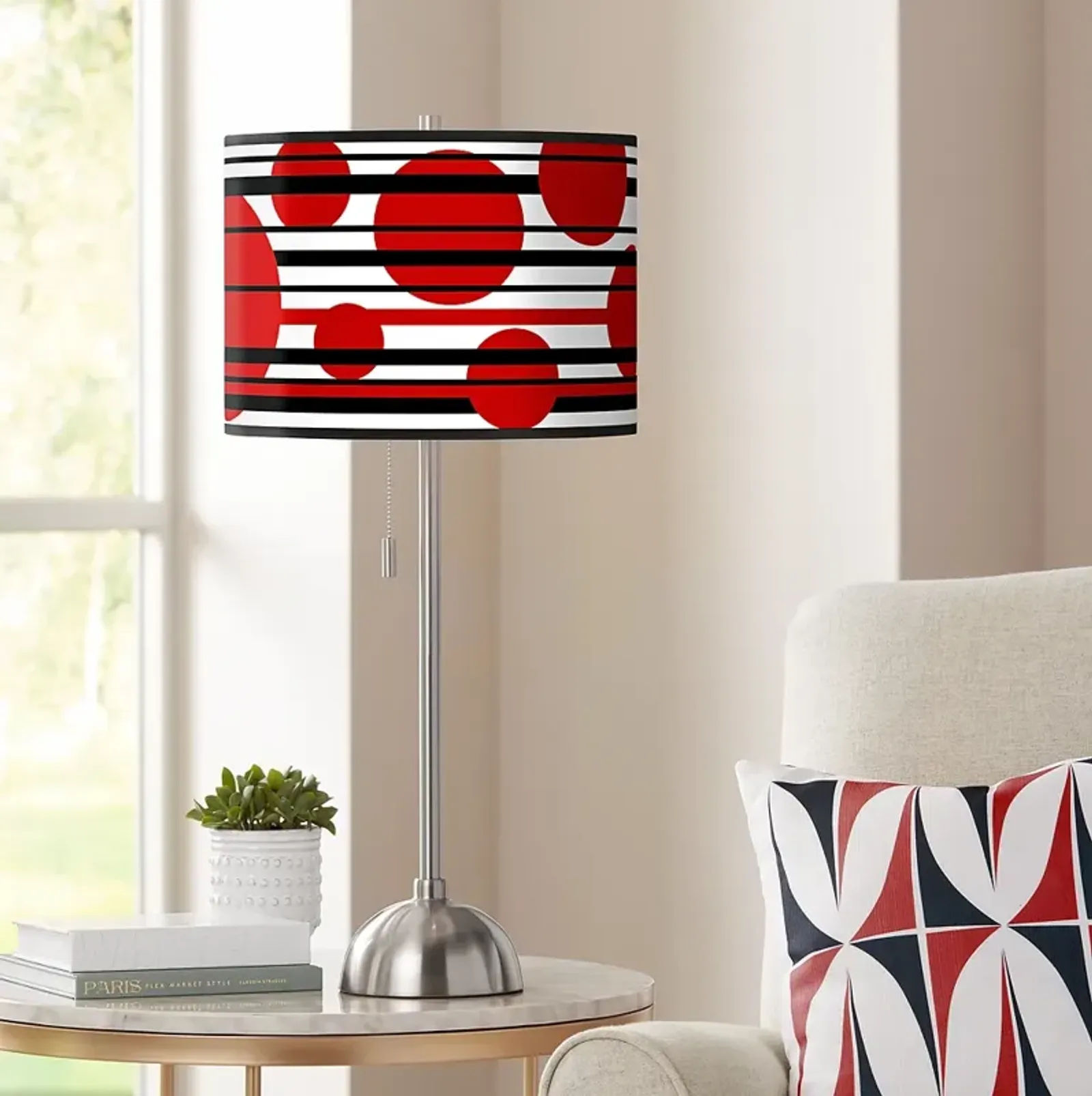 Giclee Glow 28" High Red Balls Brushed Nickel Table Lamp