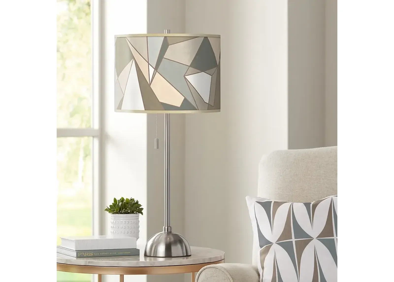 Giclee Glow 28" High Modern Mosaic-I Shade Brushed Nickel Table Lamp