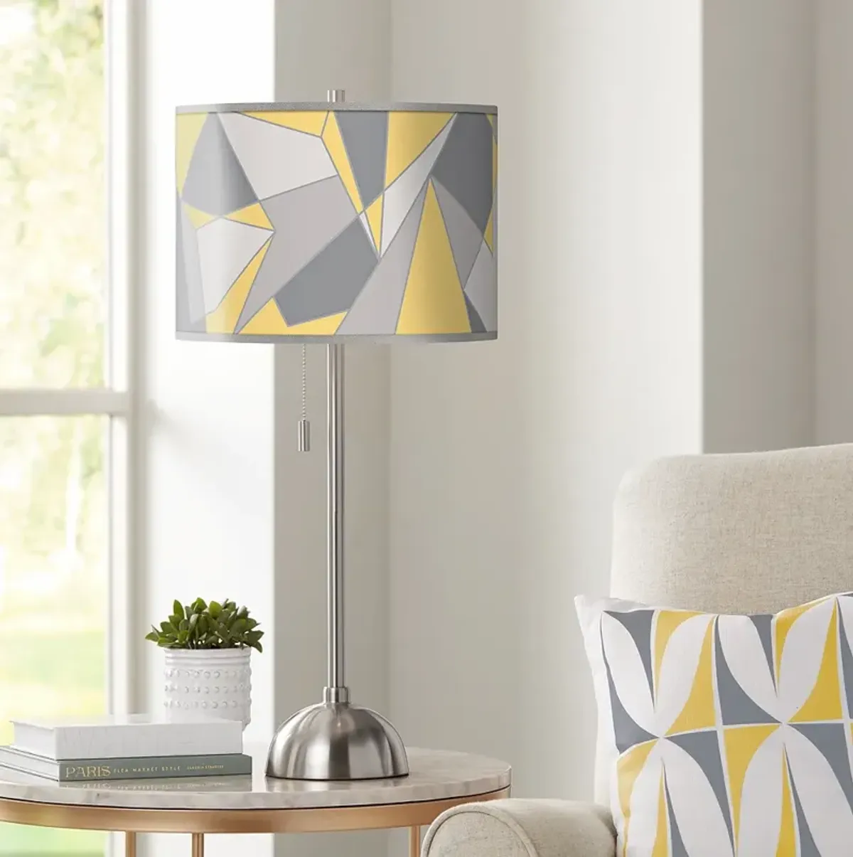 Giclee Glow 28" High Modern Mosaic-II Shade Brushed Nickel Table Lamp