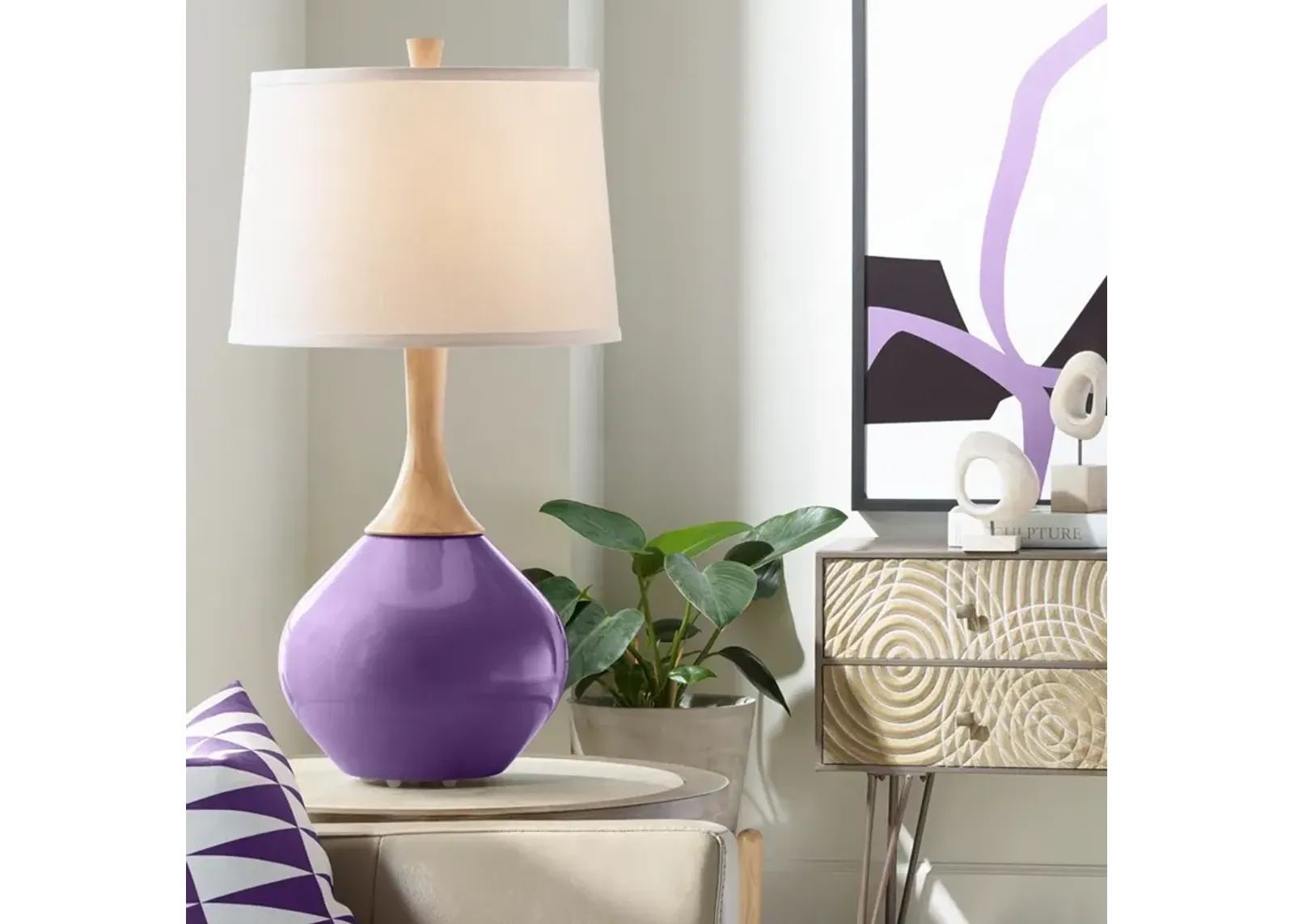 Color Plus Wexler 31" White Shade Acai Purple Table Lamp