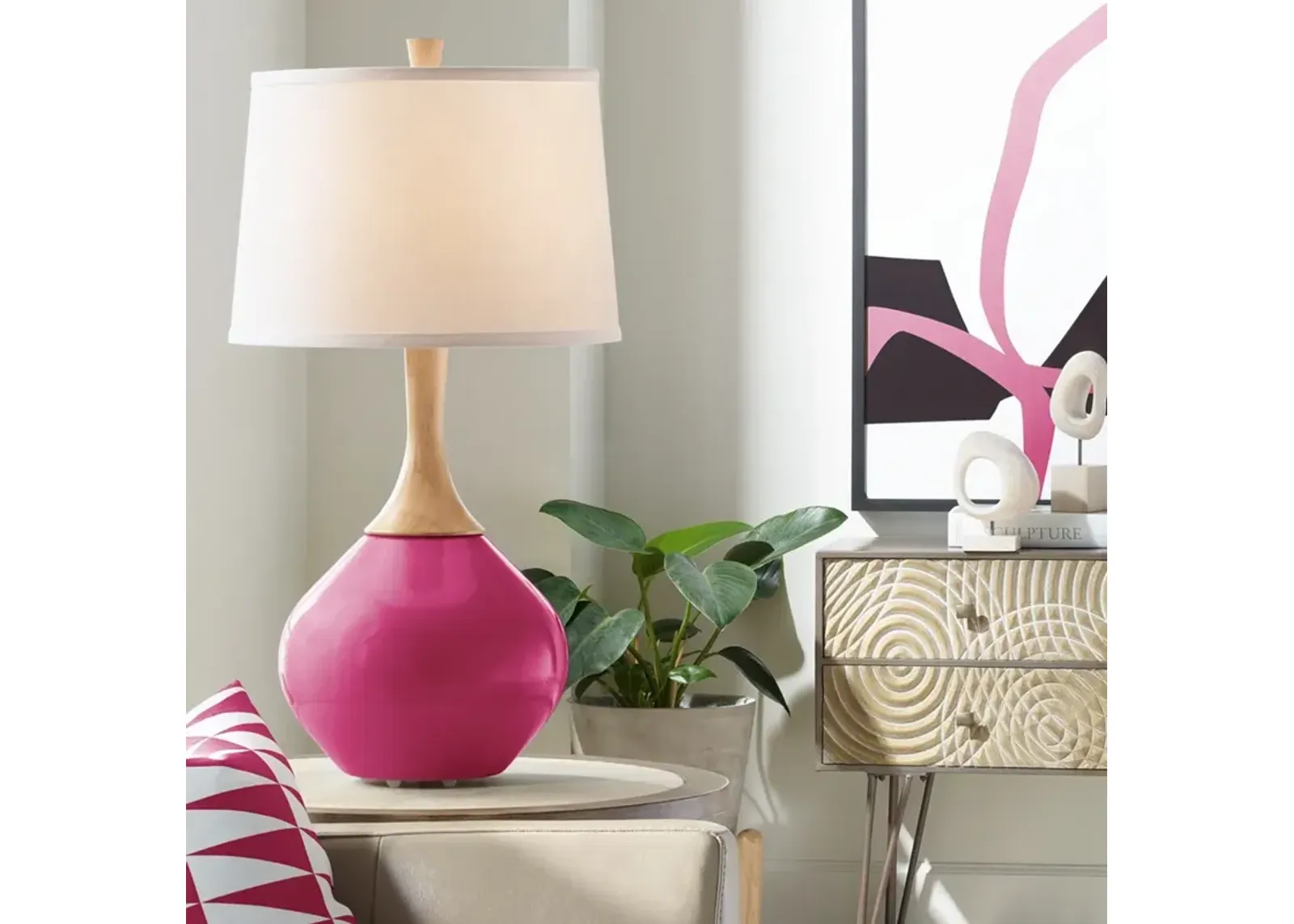 Color Plus Wexler 31" White Shade Vivacious Pink Table Lamp