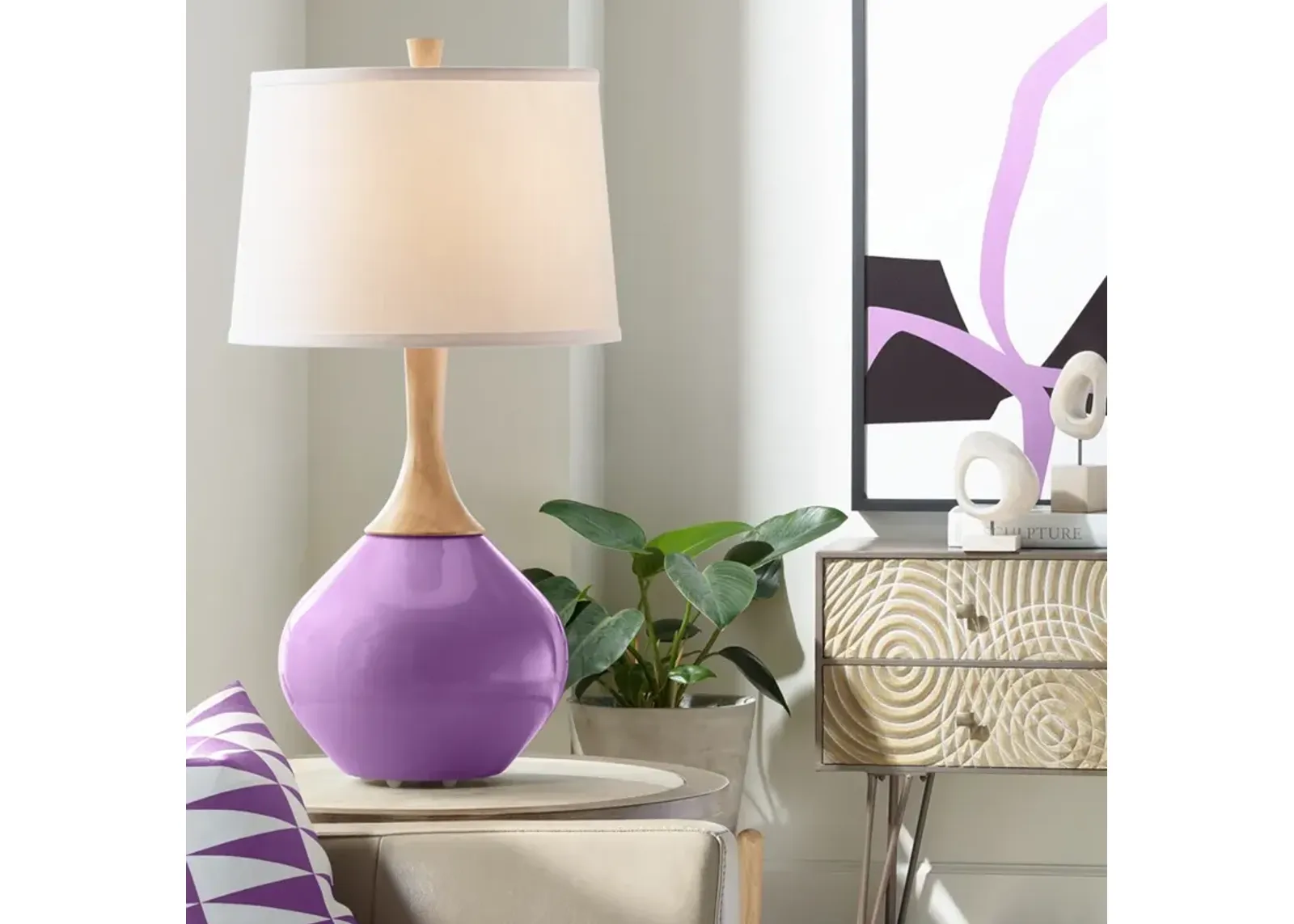 Color Plus Wexler 31" White Shade Passionate Purple Table Lamp