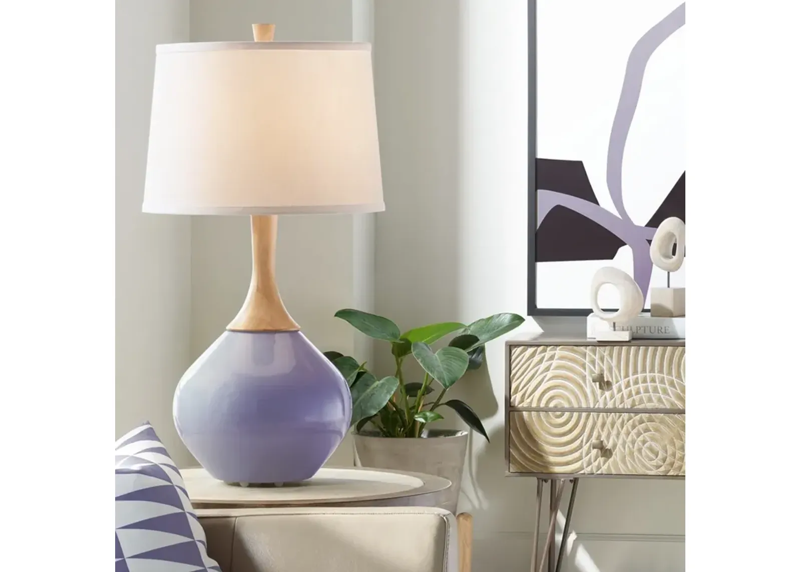 Color Plus Wexler 31" White Shade Purple Haze Modern Table Lamp