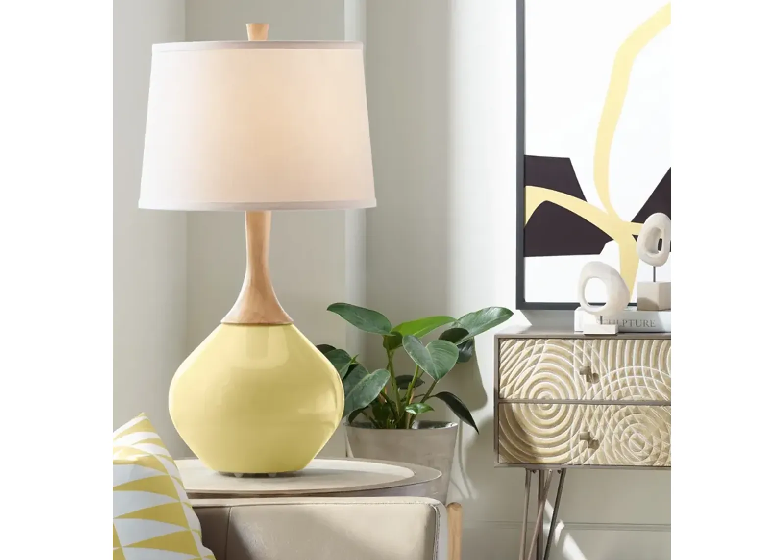 Color Plus Wexler 31" White Shade with Butter Up Yellow Table Lamp