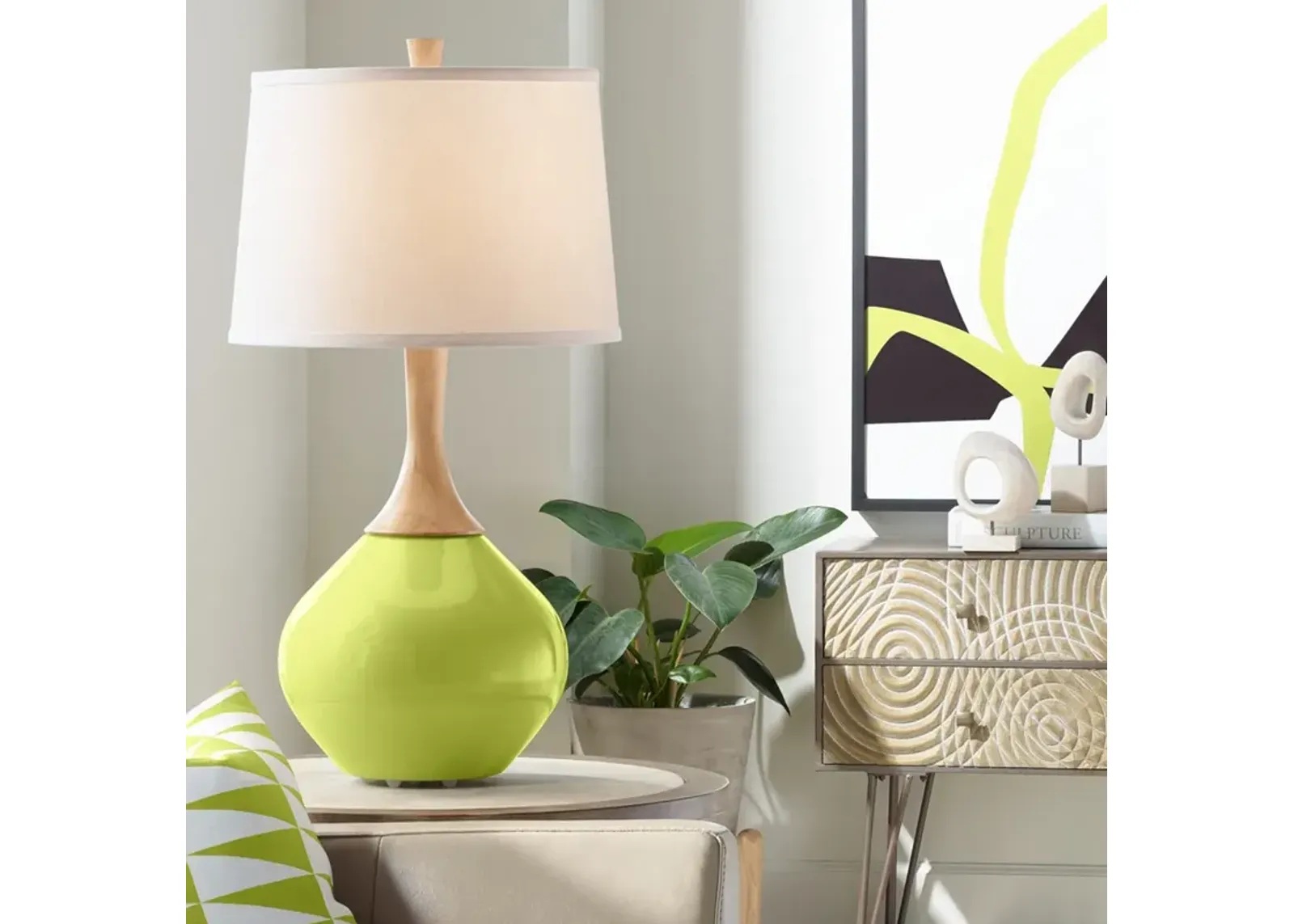 Color Plus Wexler 31" White Shade Parakeet Green Modern Table Lamp