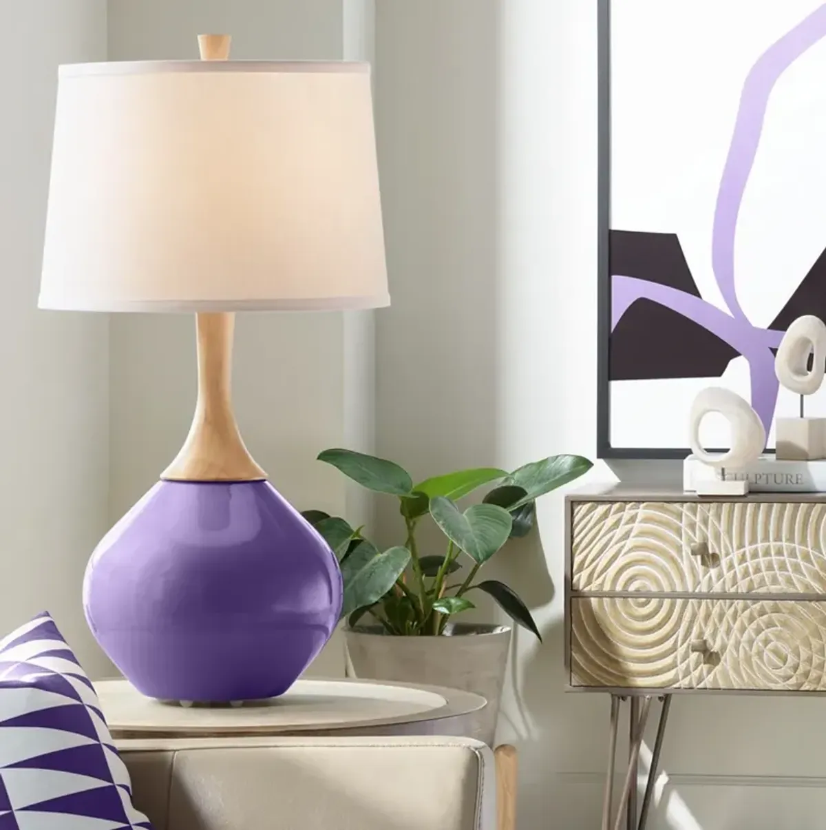 Color Plus Wexler 31" White Shade Izmir Purple Table Lamp