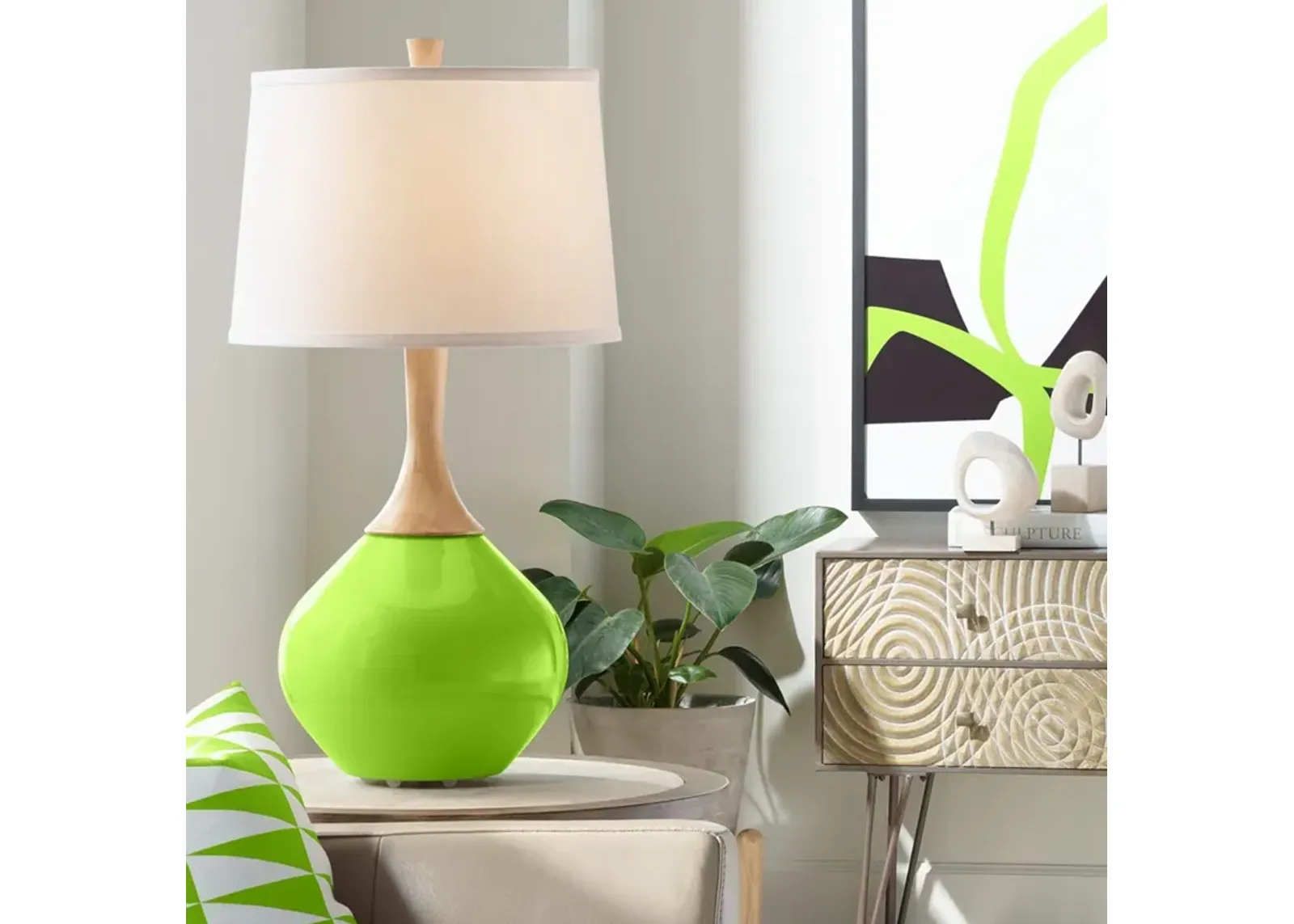 Color Plus Wexler 31" White Shade Neon Green Modern Table Lamp