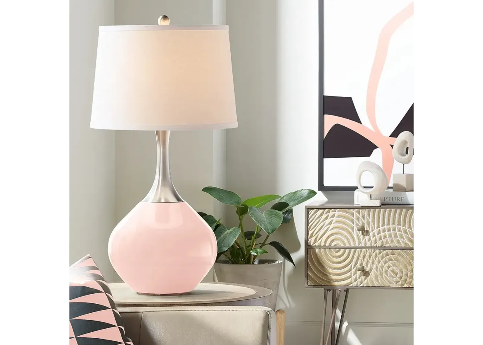 Color Plus Spencer 31" Modern Rose Pink Table Lamp