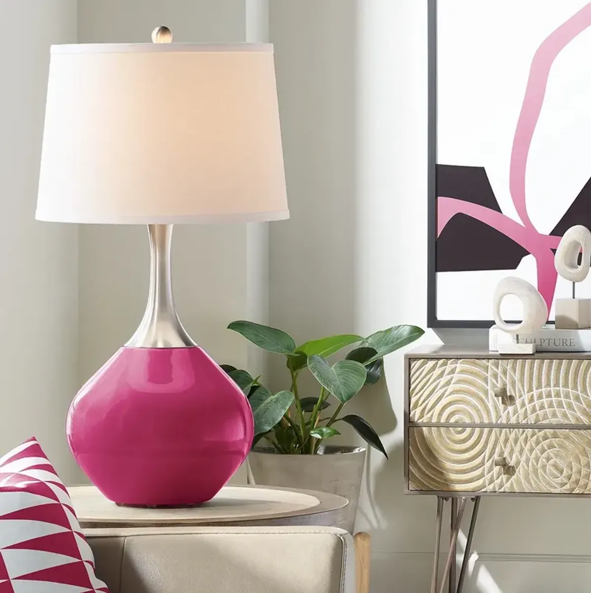 Color Plus Spencer 31" Vivacious Pink Modern Table Lamp