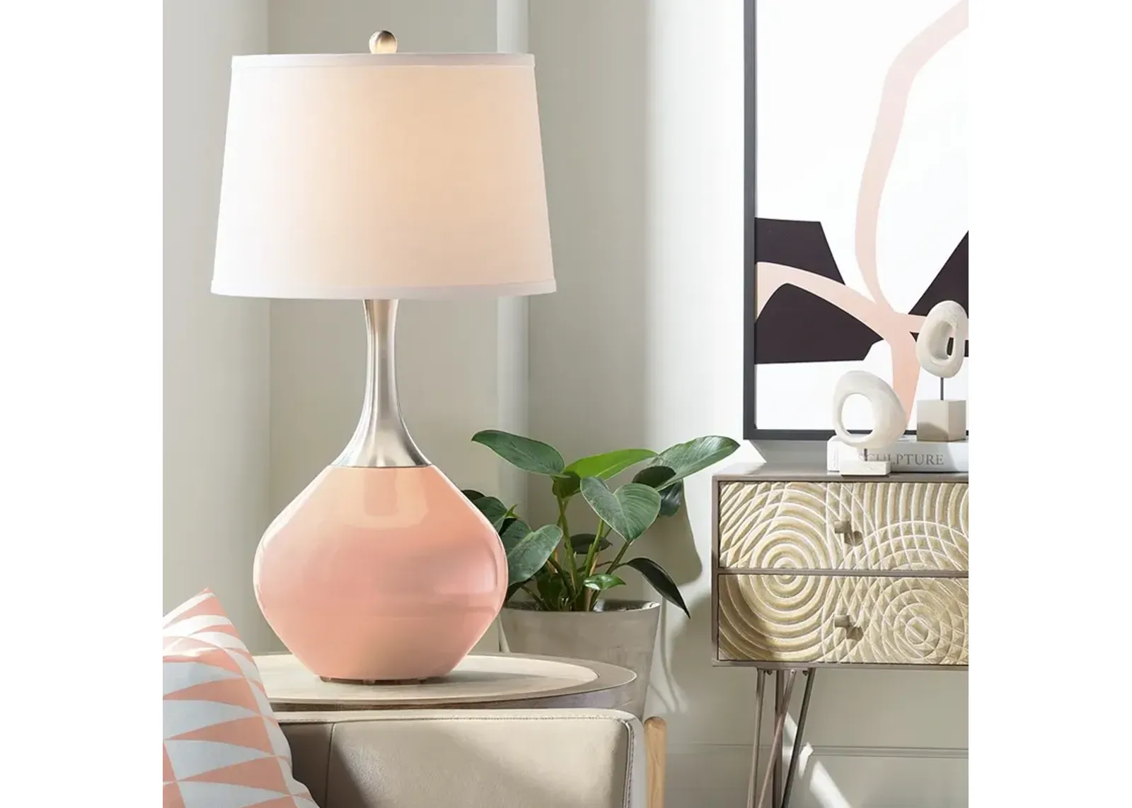 Color Plus Spencer 31" High Modern Mellow Coral Pink Table Lamp