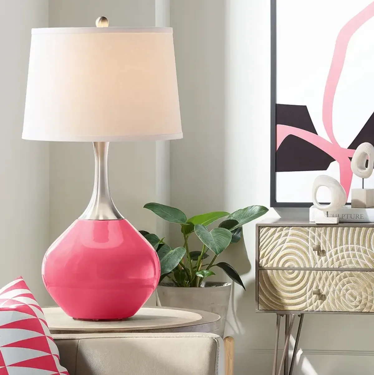 Color Plus Spencer 31" Modern Eros Pink Table Lamp