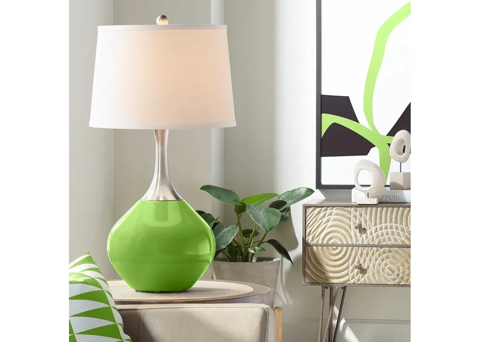 Color Plus Spencer 31" Modern Rosemary Green Table Lamp