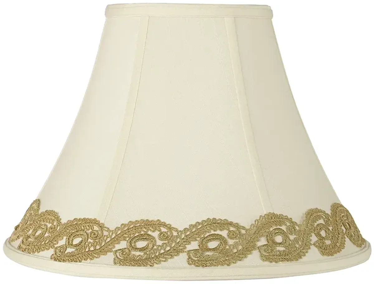 Creme Shade with Gold Vine Lace Trim 7x16x12 (Spider)