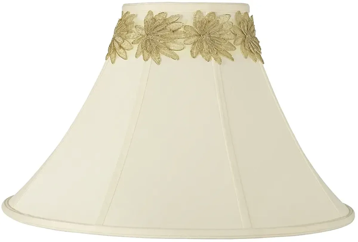 Springcrest Bell Shade with Gold Flower Trim 7x20x13.75 (Spider)