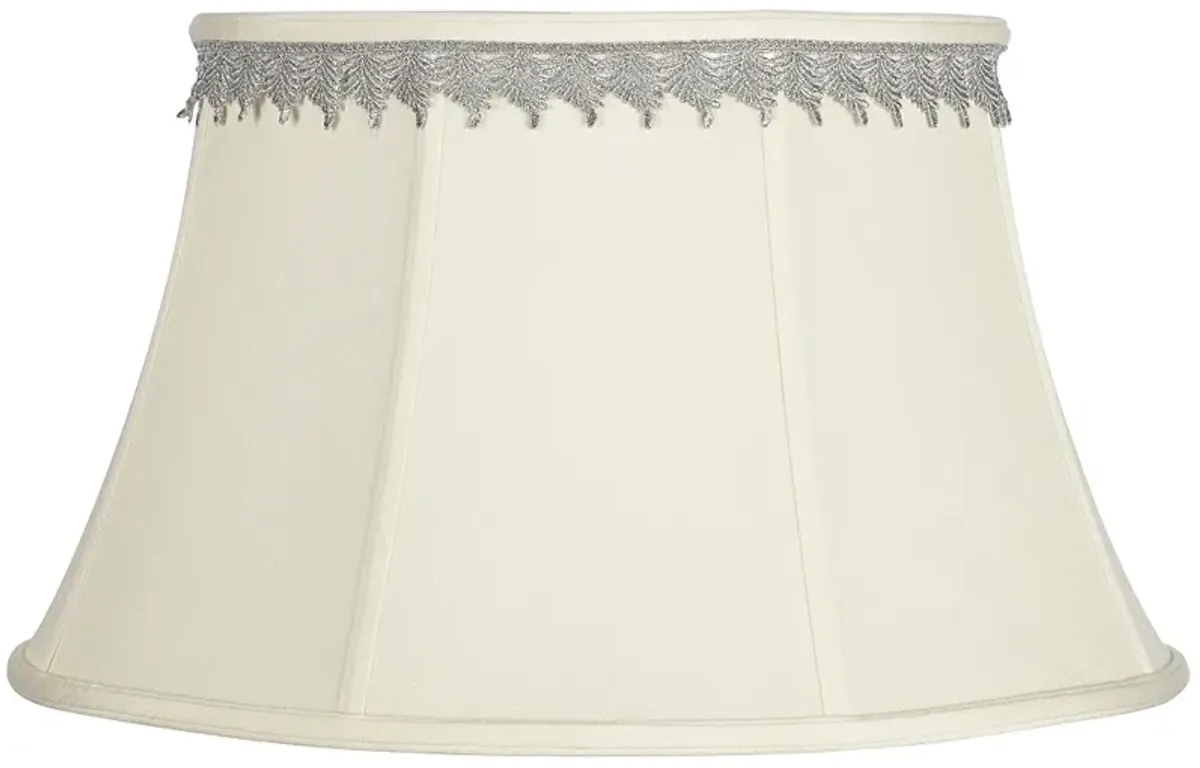 Creme Bell Shade with Silver Leaf Trim 13x19x11 (Spider)