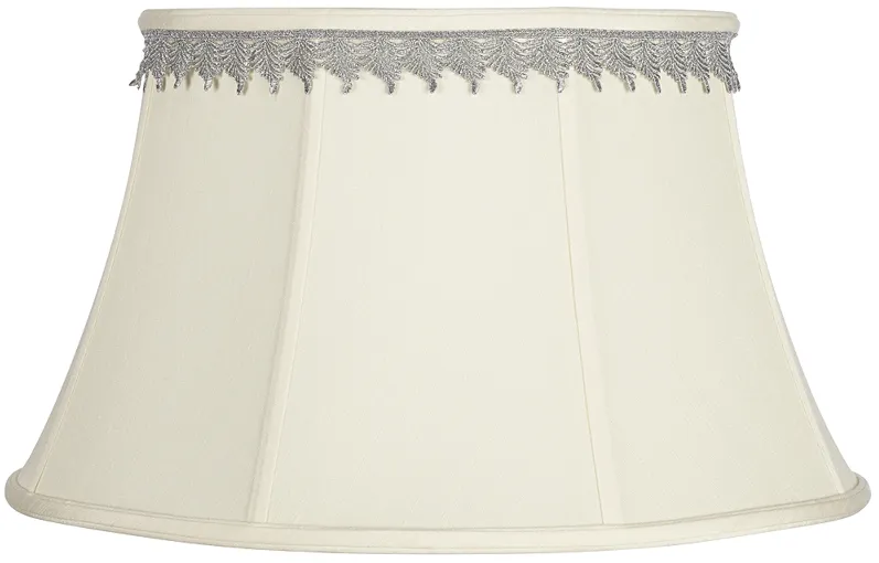 Creme Bell Shade with Silver Leaf Trim 13x19x11 (Spider)