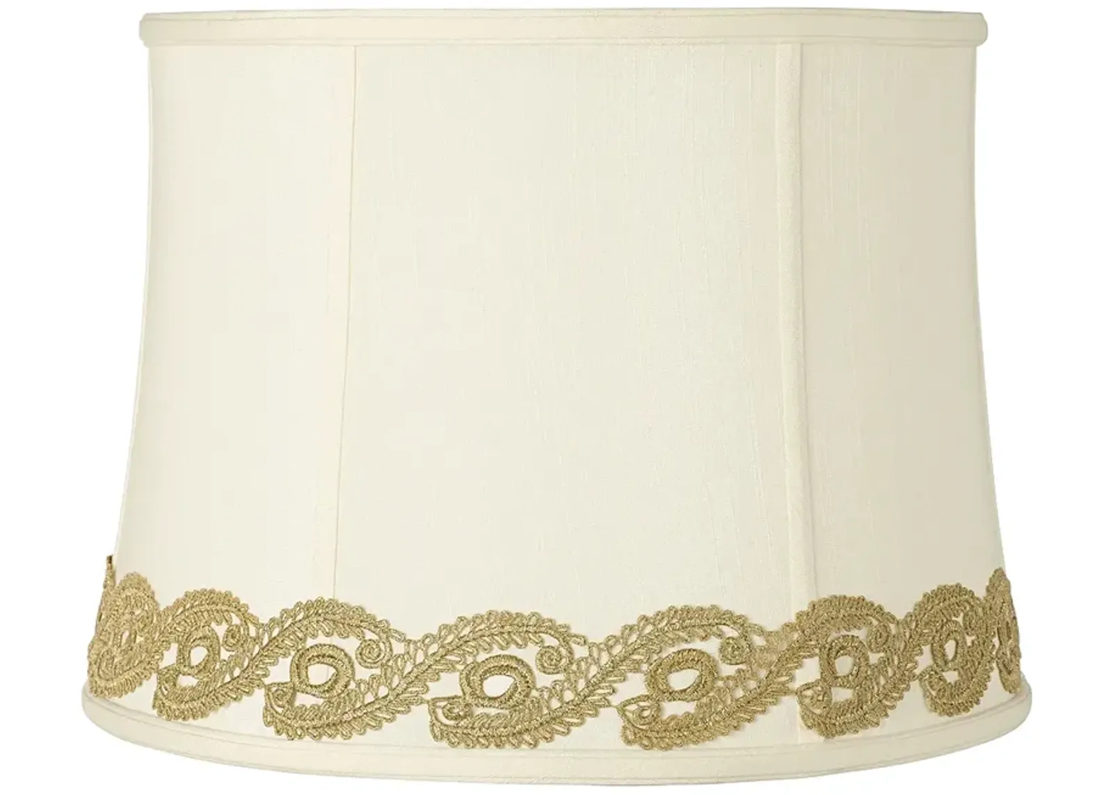 Drum Shade with Gold Vine Lace Trim 14x16x12 (Spider)