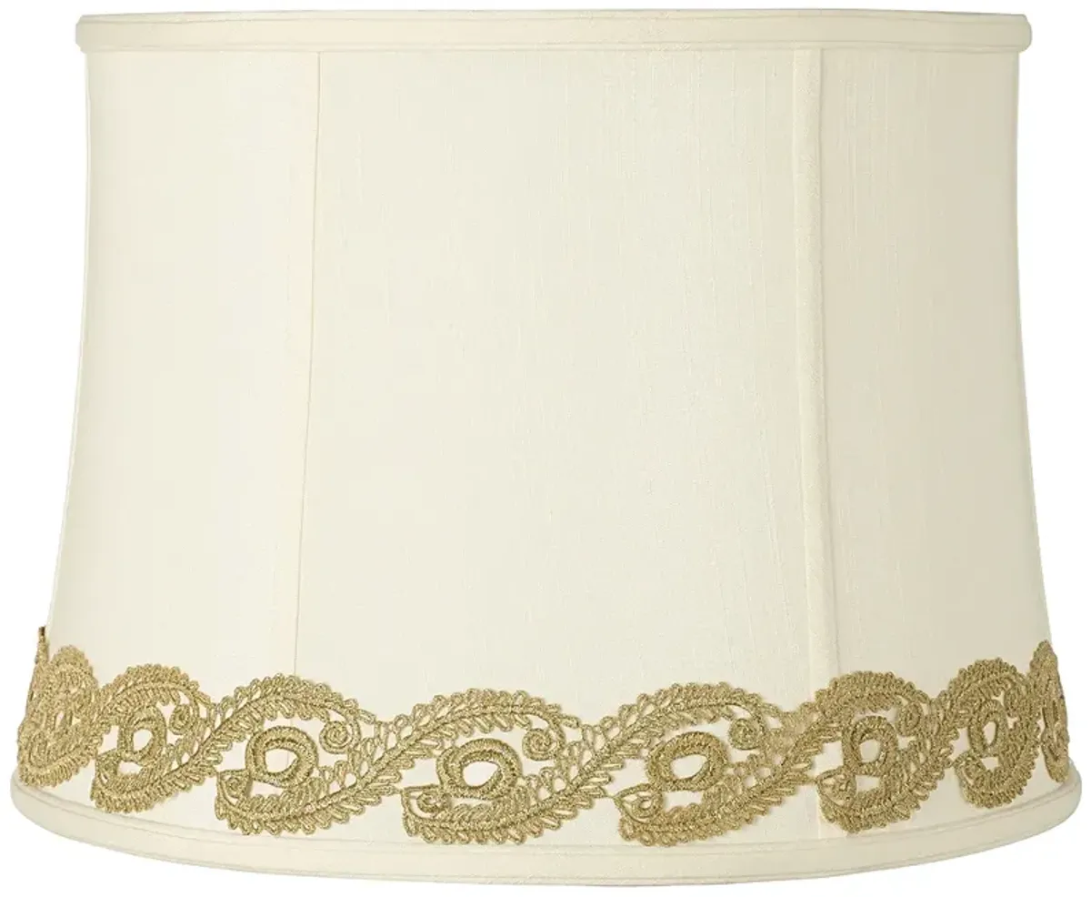 Drum Shade with Gold Vine Lace Trim 14x16x12 (Spider)