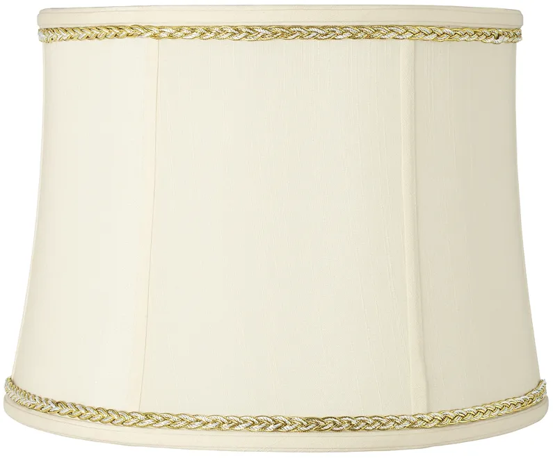 Drum Shade with Gold and Gray Twist Trim 14x16x12 (Spider)