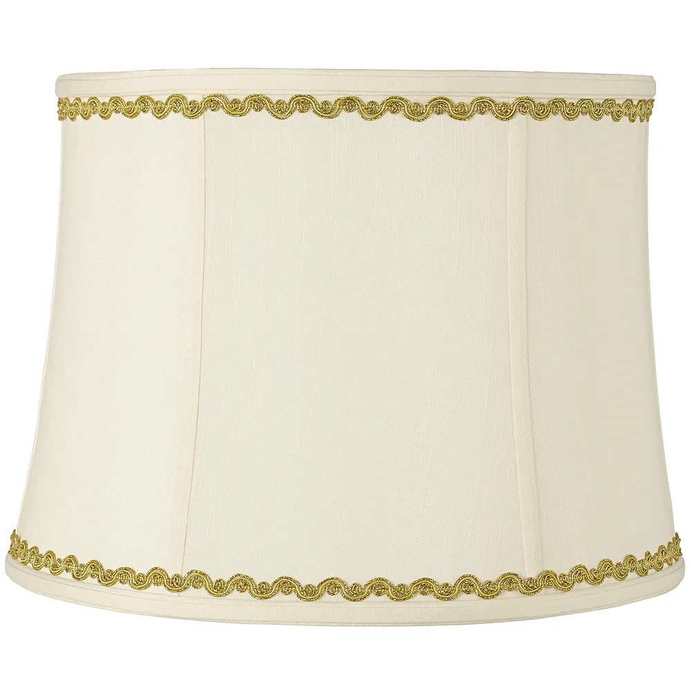 Drum Shade with Metallic Gold Wave Trim 14x16x12 (Spider)