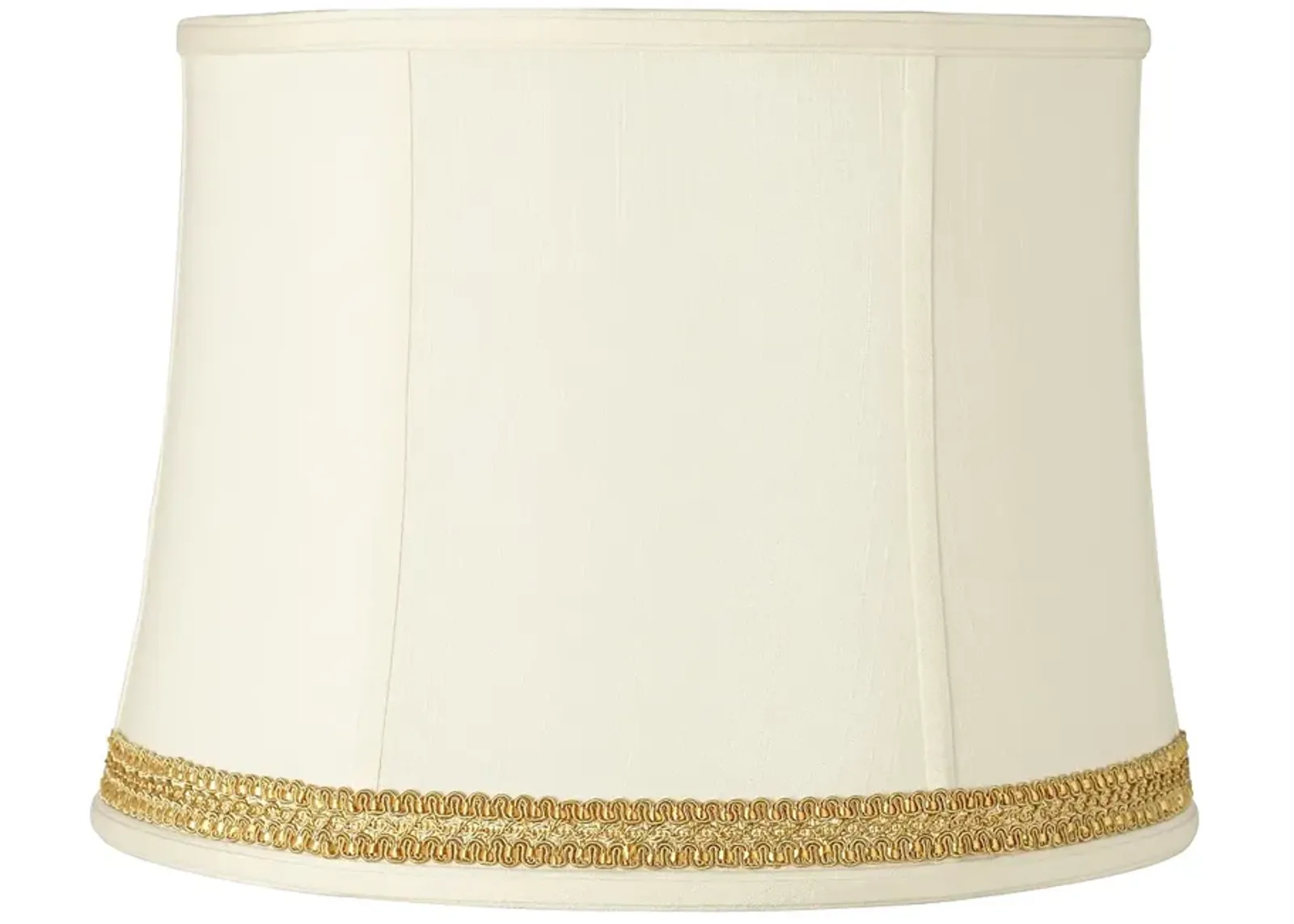 Drum Shade with Yellow Gold Ribbon Trim 14x16x12 (Spider)