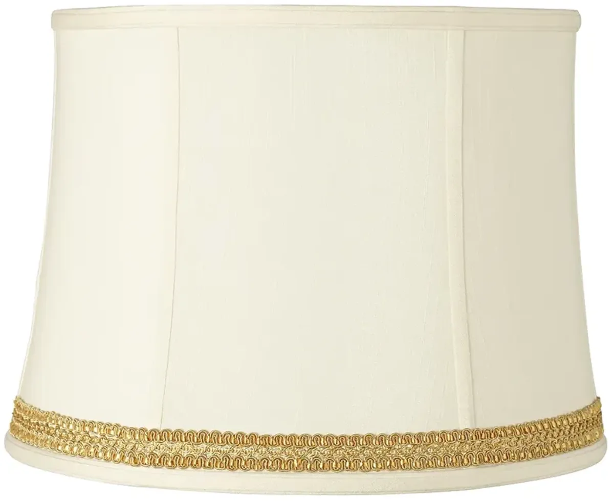 Drum Shade with Yellow Gold Ribbon Trim 14x16x12 (Spider)