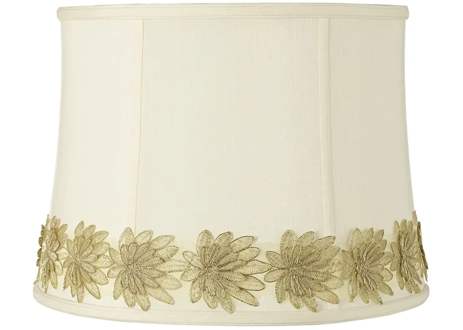 Drum Shade with Gold Flower Trim 14x16x12 (Spider)