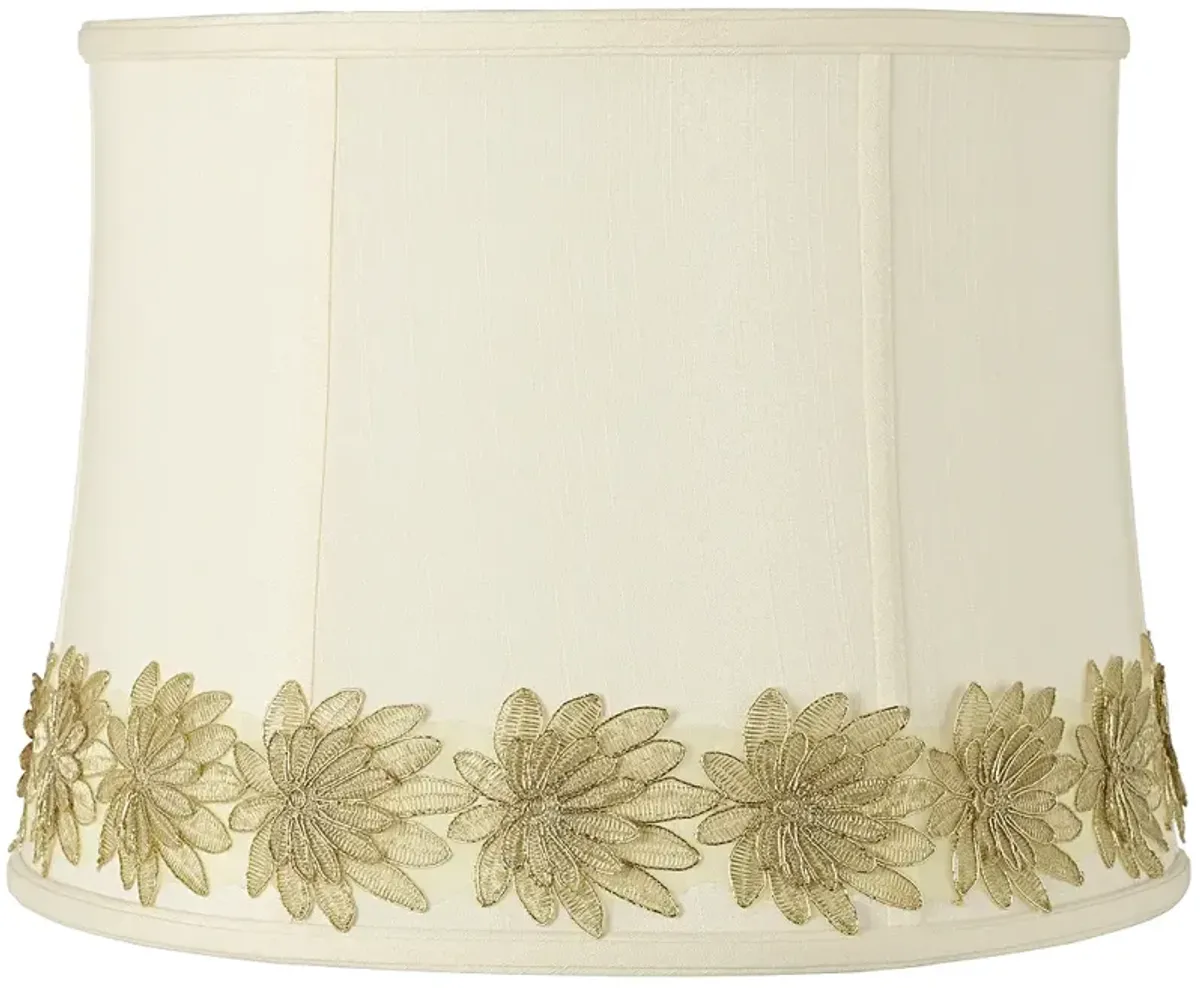 Drum Shade with Gold Flower Trim 14x16x12 (Spider)