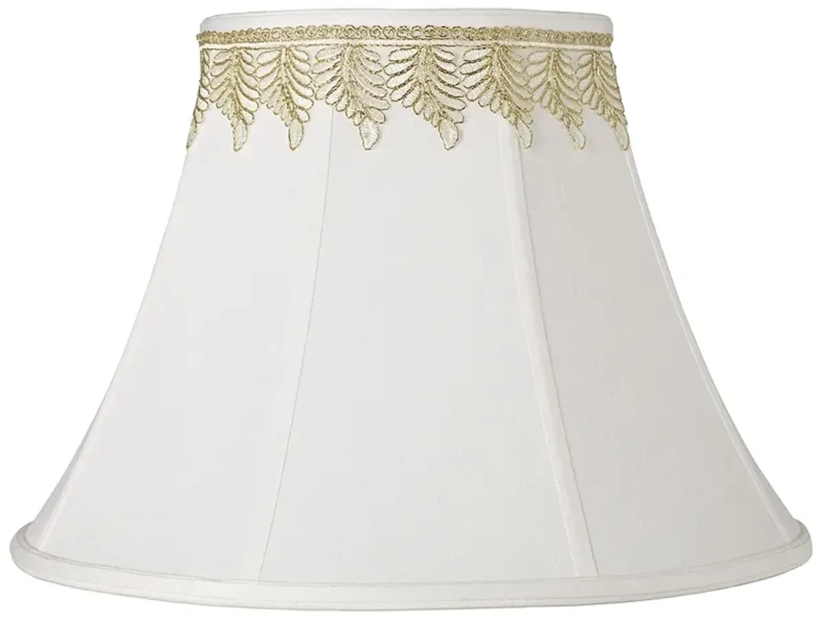 Springcrest White Shade with Embroidered Leaf Trim 9x18x13 (Spider)