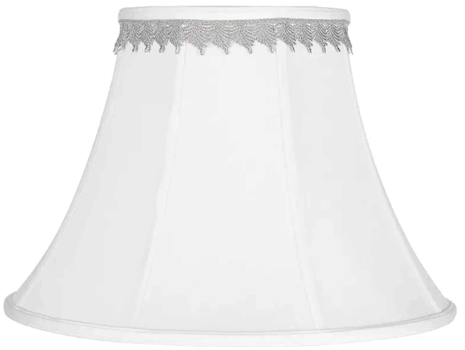 White Bell Shade with Silver Leaf Trim 9x18x13 (Spider)