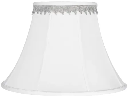 White Bell Shade with Silver Leaf Trim 9x18x13 (Spider)