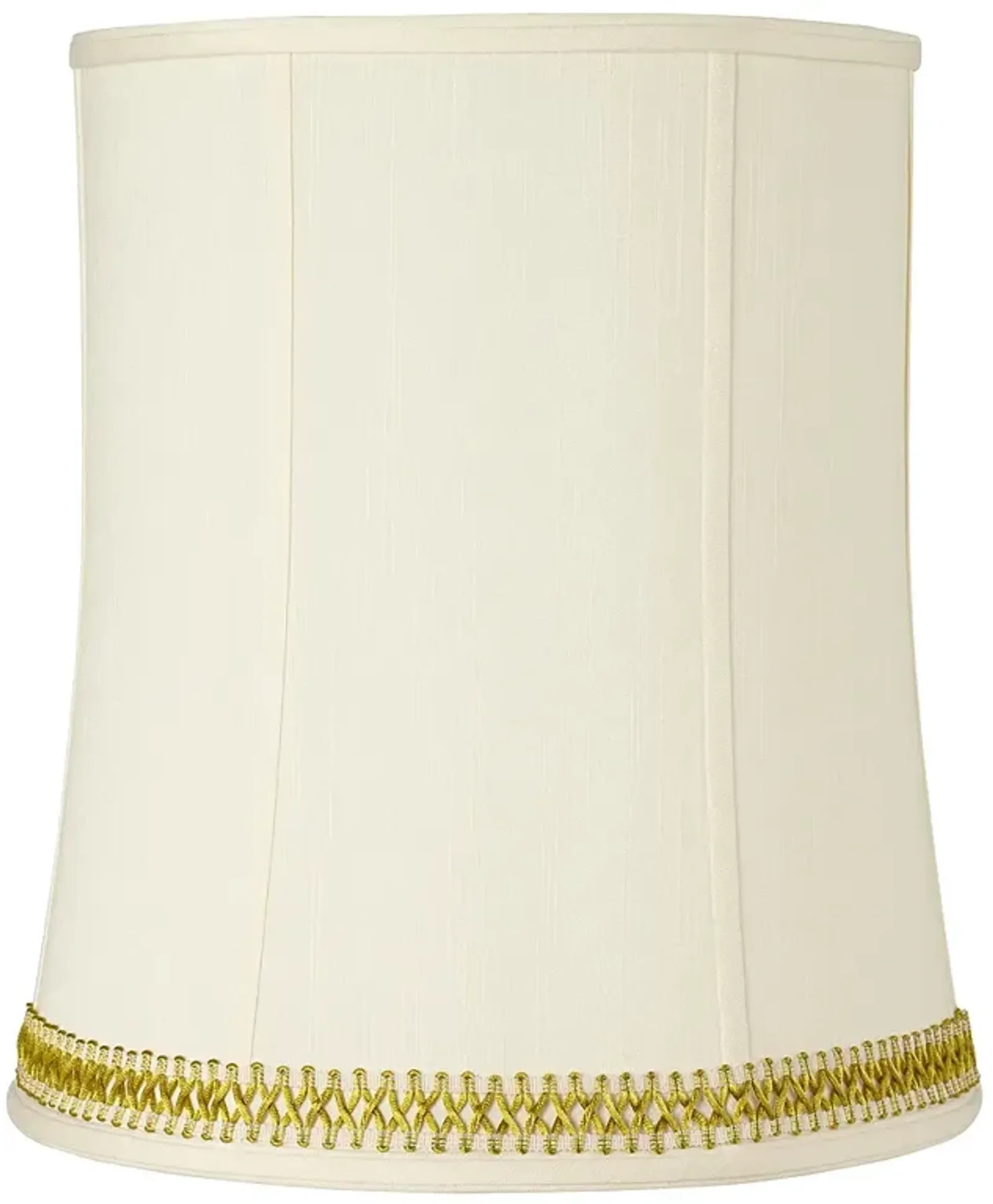 Deep Pinched Drum Shade with Gold Satin Weave Trim 12x14x16 (Spider)