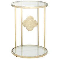 Lillie 18" Wide Gold and Glass Round Corner Table
