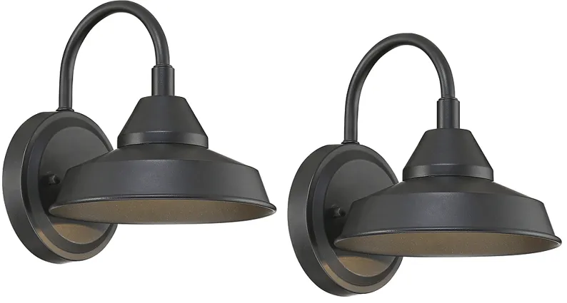 John Timberland Westley Black 8 1/2" High LED Outdoor Lights Set of 2