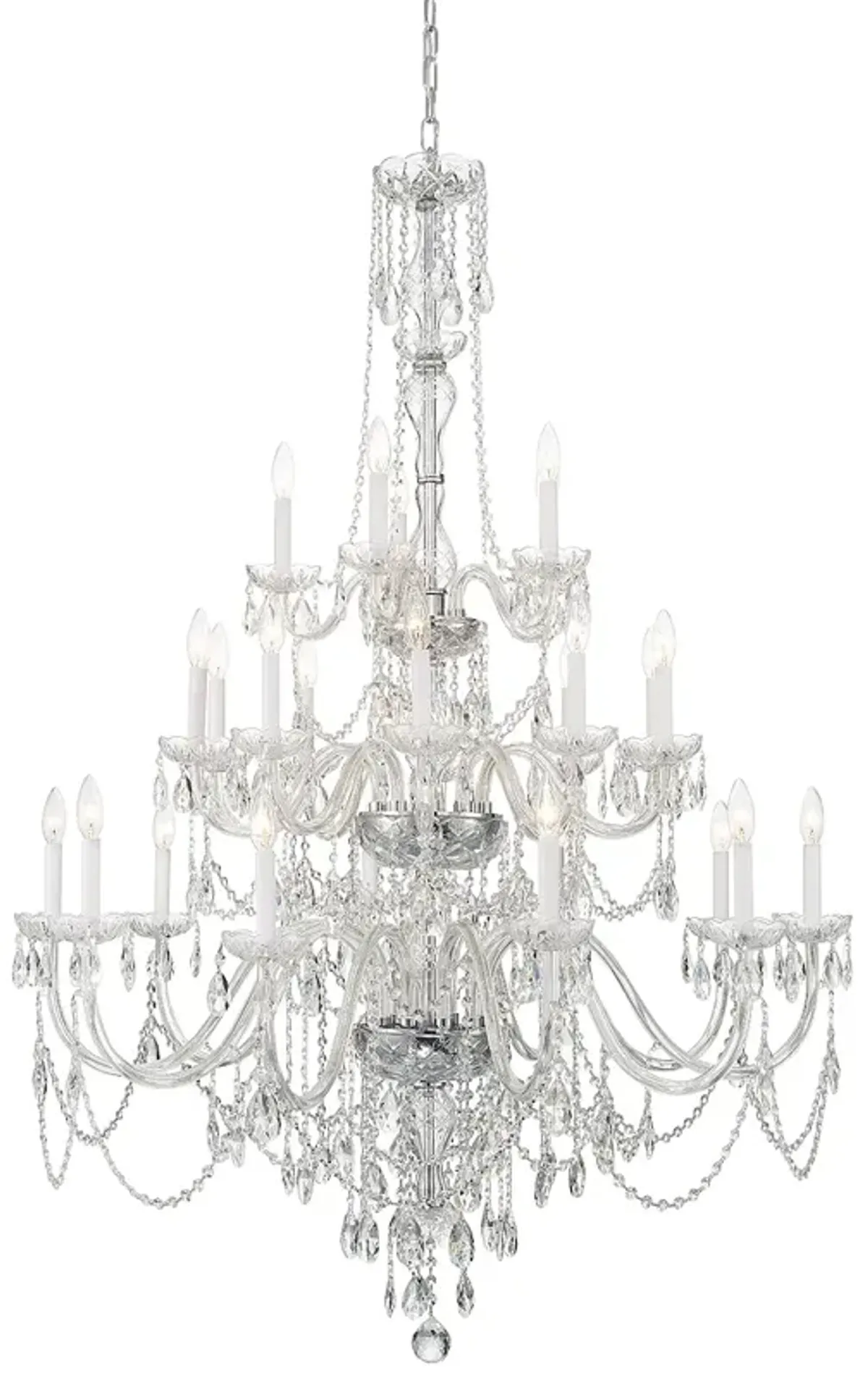 Traditional Crystal 25 Light Polished Chrome Chandelier