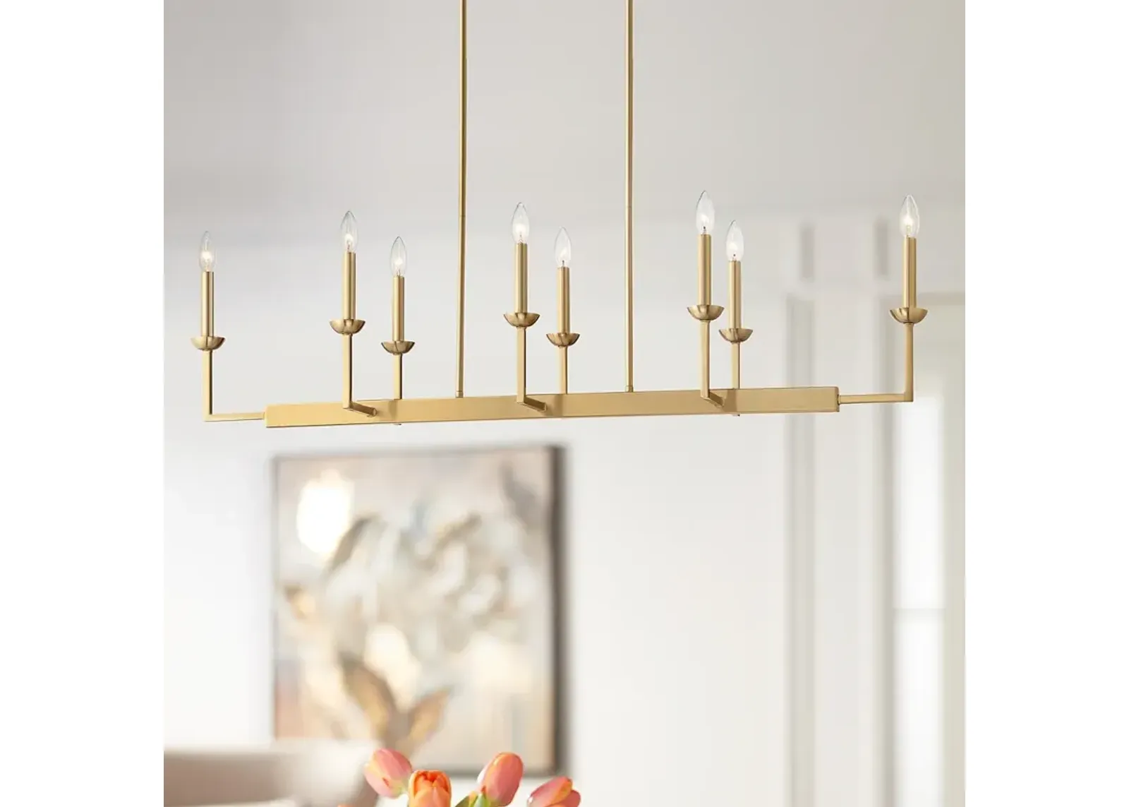 Possini Euro Kime 50" Gold 8-Light Modern Trestle Island Chandelier